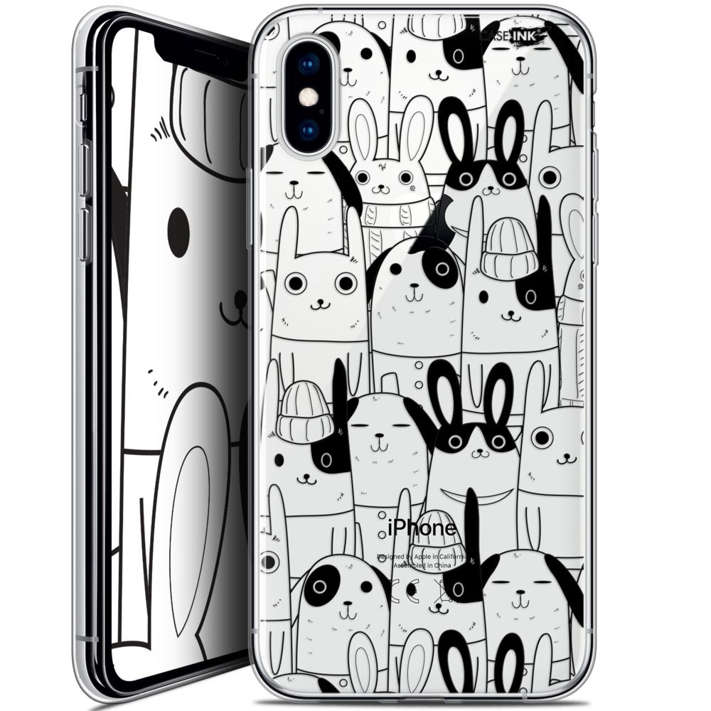 Caseink - Coque arrière Apple iPhone Xs / X (5.8 ) Crystal Gel HD [ Nouvelle Collection - Souple - Antichoc - Imprimé en France] Lapin Noir - Coque, étui smartphone