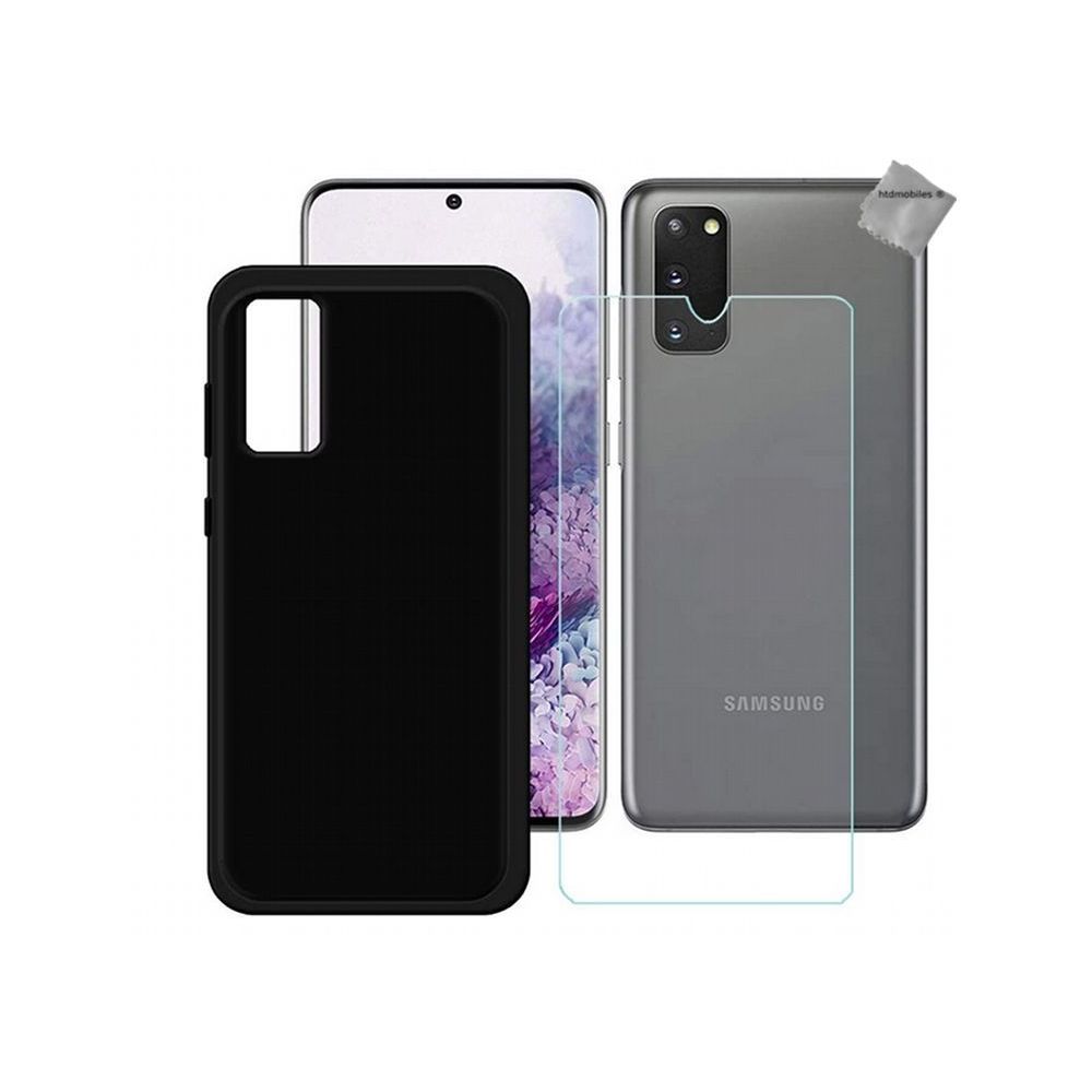 Htdmobiles - Housse etui coque pochette silicone gel fine pour Samsung Galaxy S20 + verre trempe - NOIR - Autres accessoires smartphone