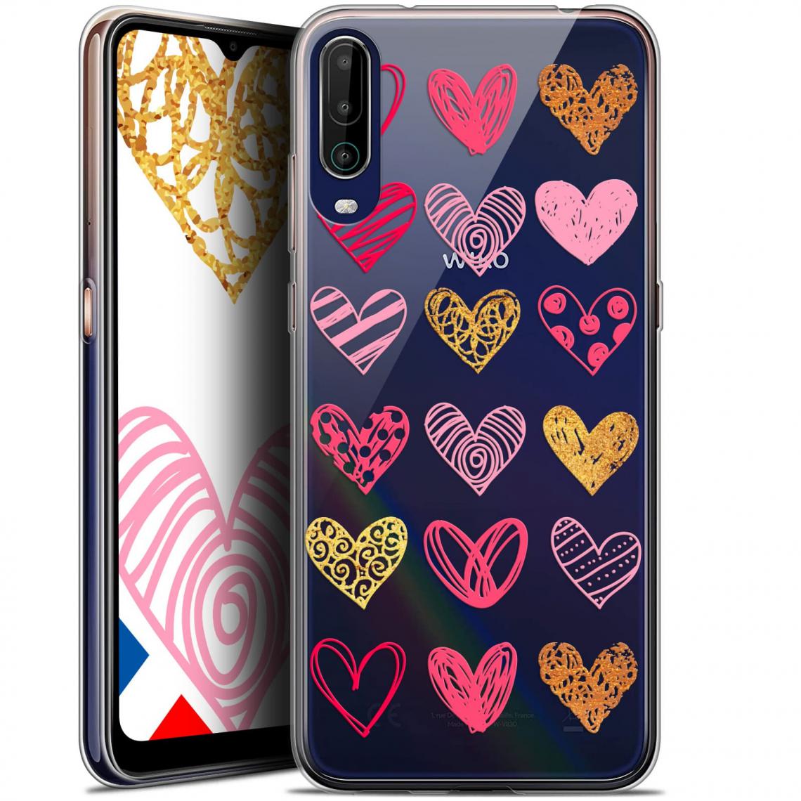Caseink - Coque Pour Wiko View 4 (6.5 ) [Gel HD Collection Sweetie Design Doodling Hearts - Souple - Ultra Fin - Imprimé en France] - Coque, étui smartphone