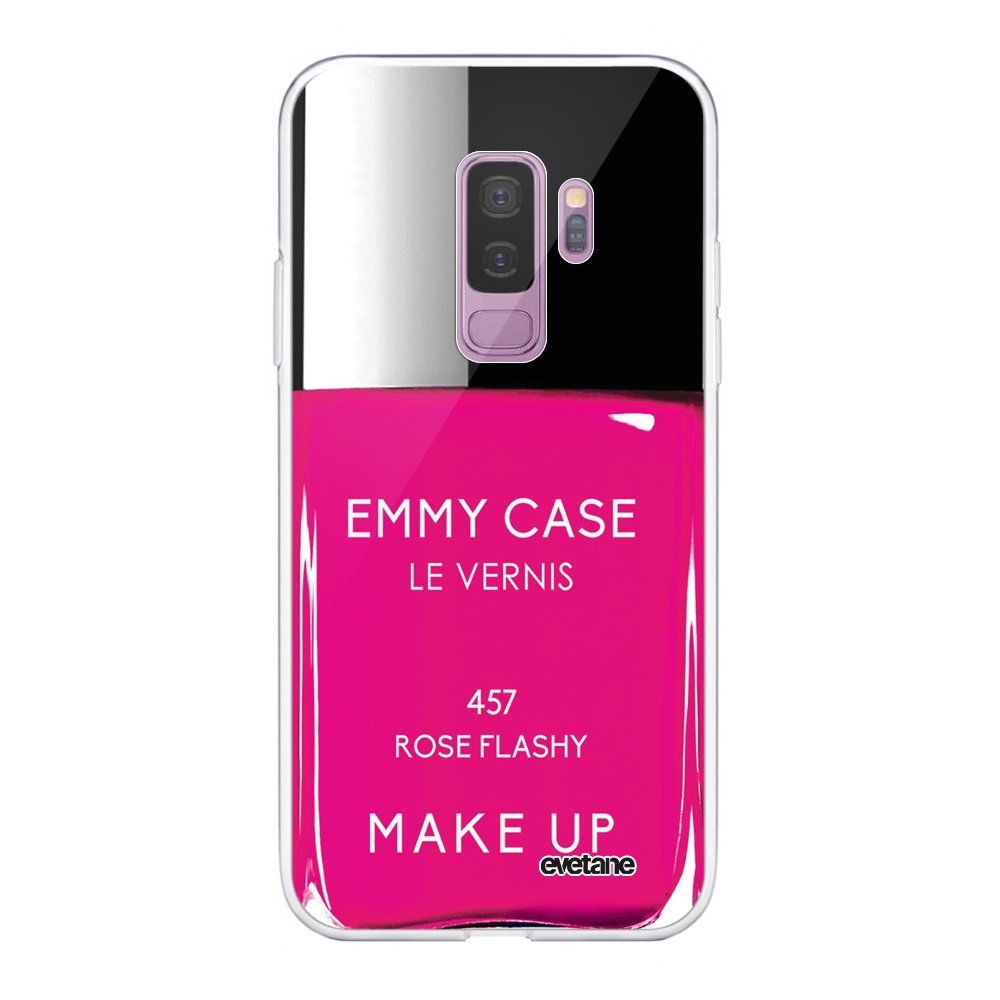 Evetane - Coque Samsung Galaxy S9 Plus souple transparente Vernis Rose Motif Ecriture Tendance Evetane. - Coque, étui smartphone