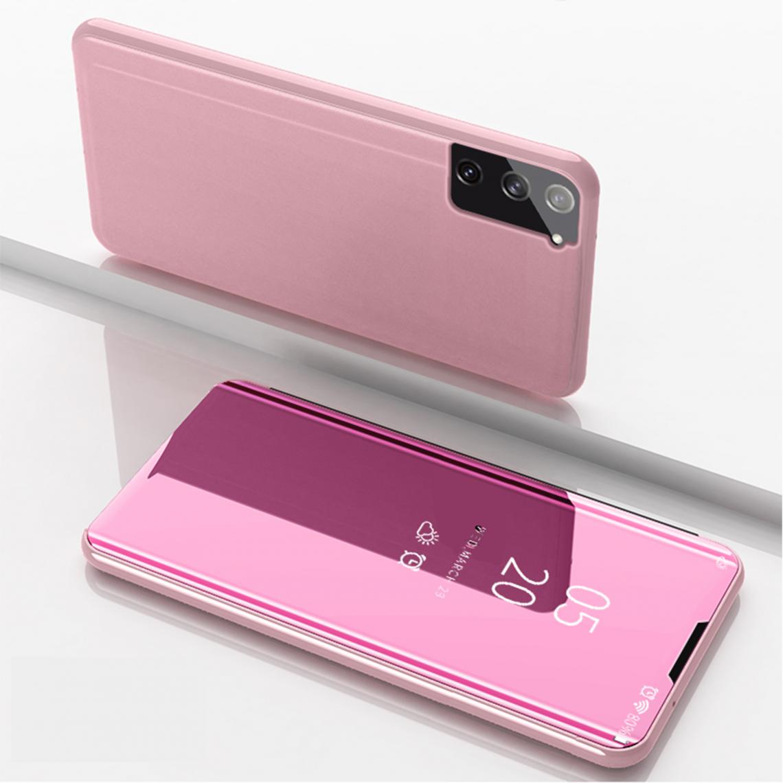 Shot - Clapet Miroir pour "SAMSUNG Galaxy S21+ PLUS" Protection Clear View Maquillage (ROSE) - Coque, étui smartphone