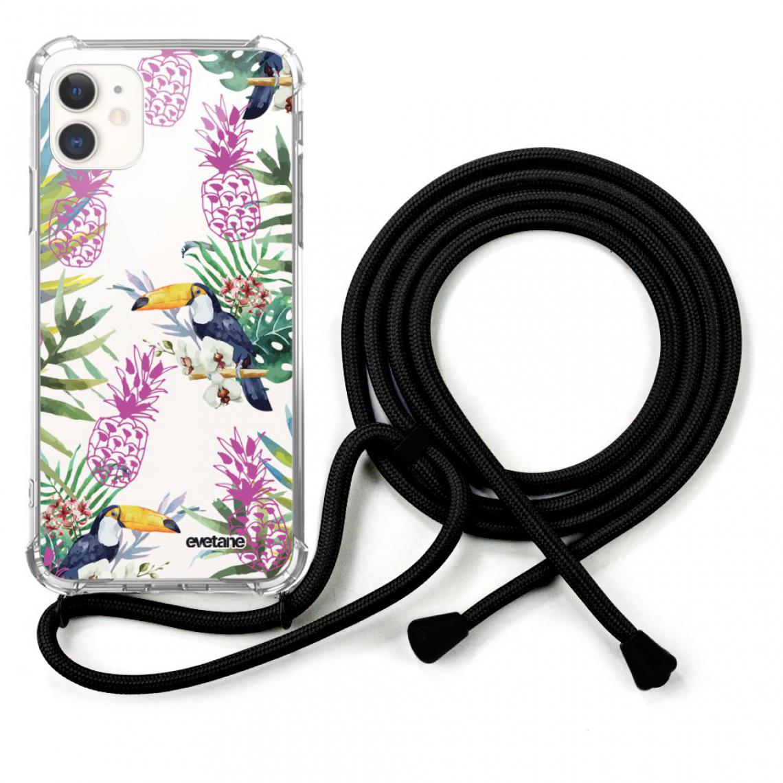 Evetane - Coque iPhone 12 Mini coque avec cordon Jungle Tropicale - Coque, étui smartphone