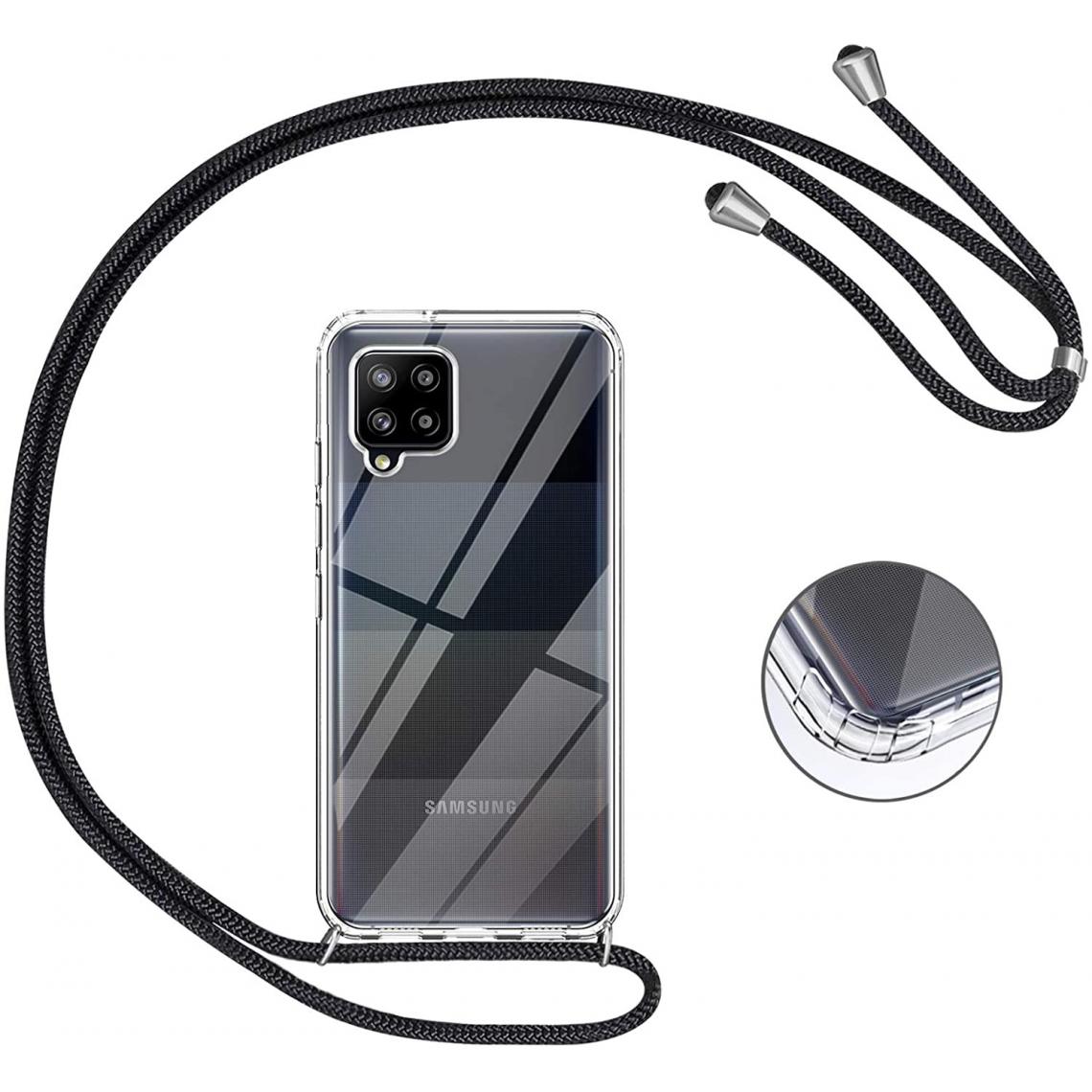 Shot - Coque avec Cordon pour "SAMSUNG Galaxy A42" Silicone Airbags Transparente (BLEU) - Coque, étui smartphone