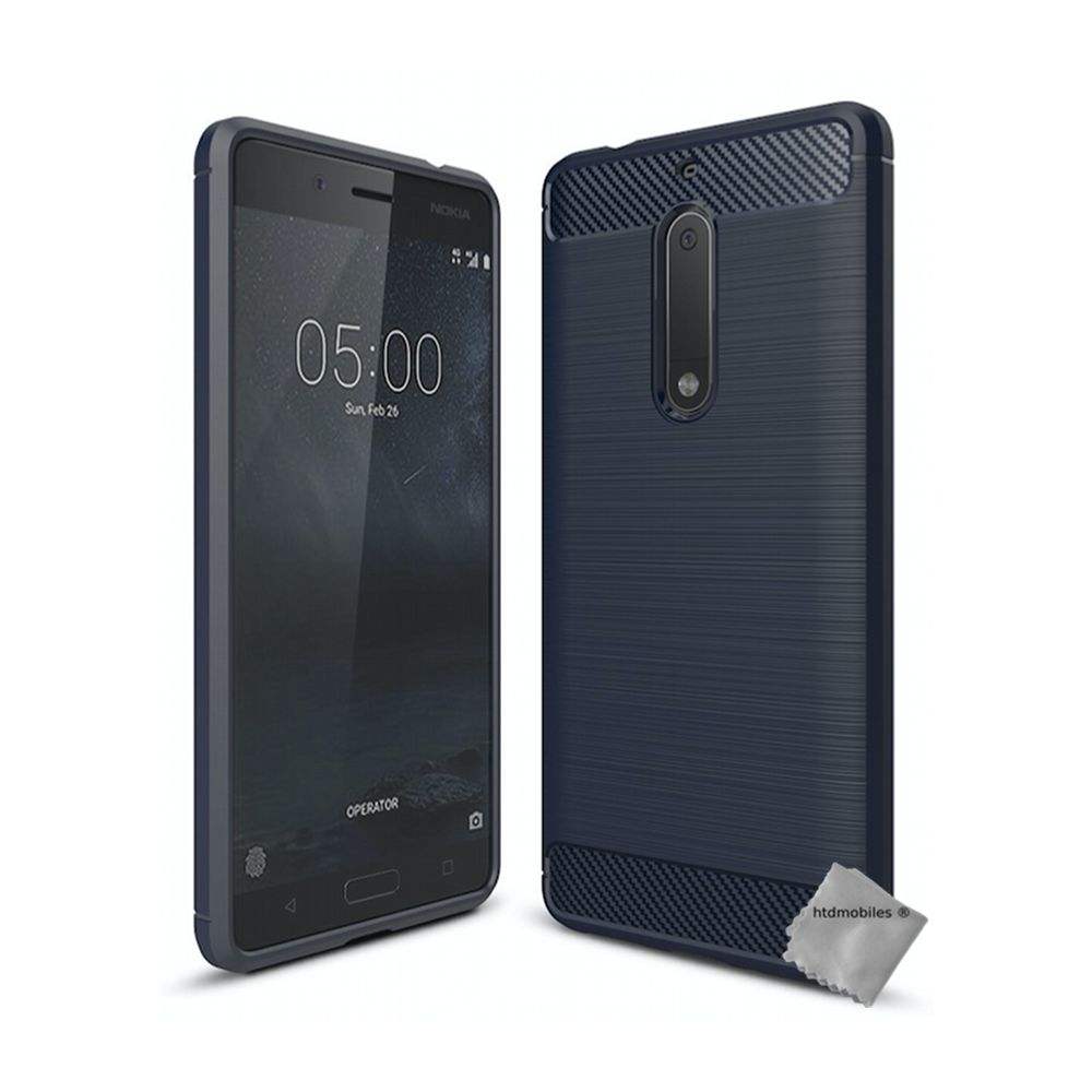 Htdmobiles - Housse etui coque silicone gel carbone pour Nokia 5 + film ecran - BLEU FONCE - Autres accessoires smartphone