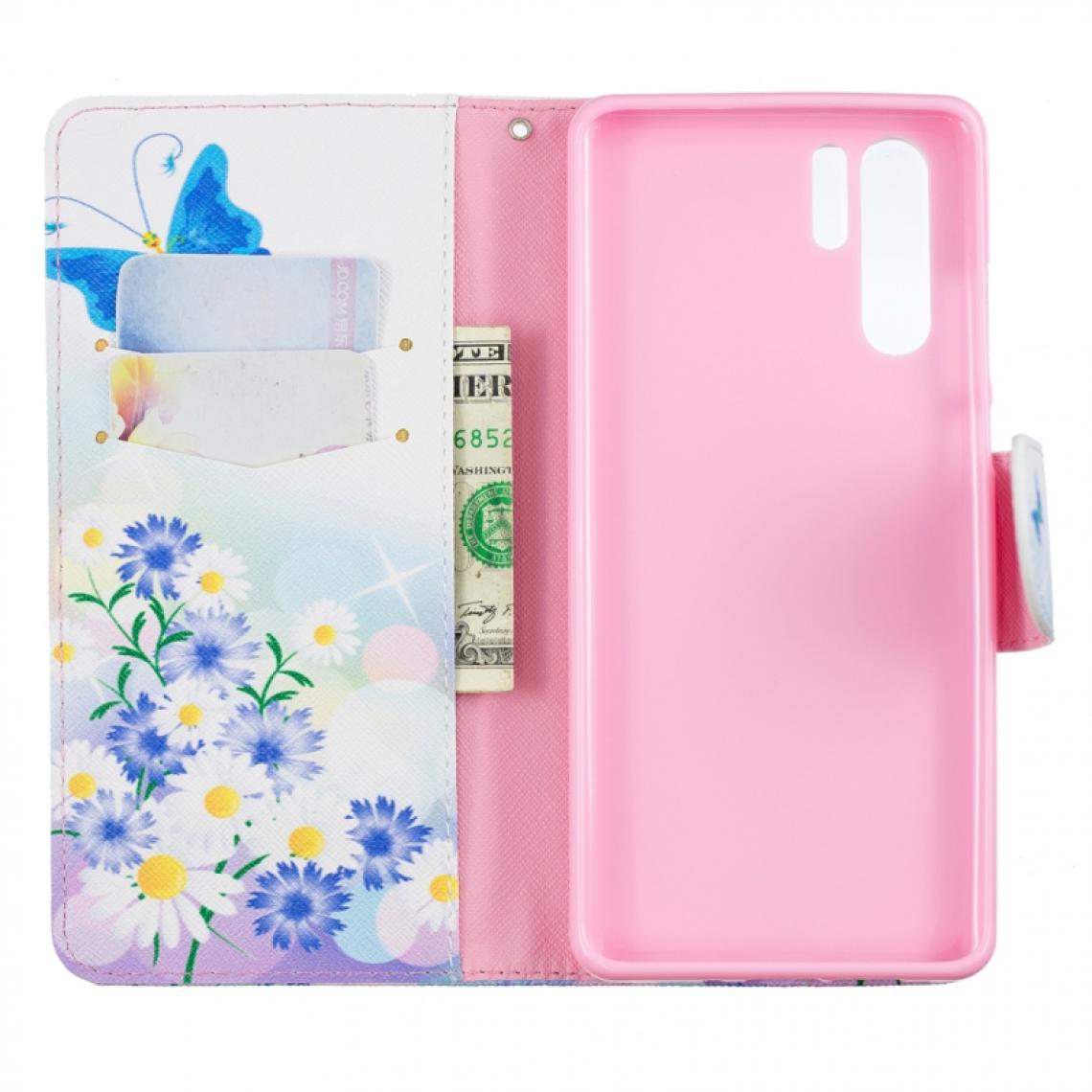 Wewoo - Housse Étui Coque en cuir à rabat horizontal à motif coloré pour Huawei P30avec porte-cartes et porte-cartesavec portefeuille Butterfly Love - Coque, étui smartphone
