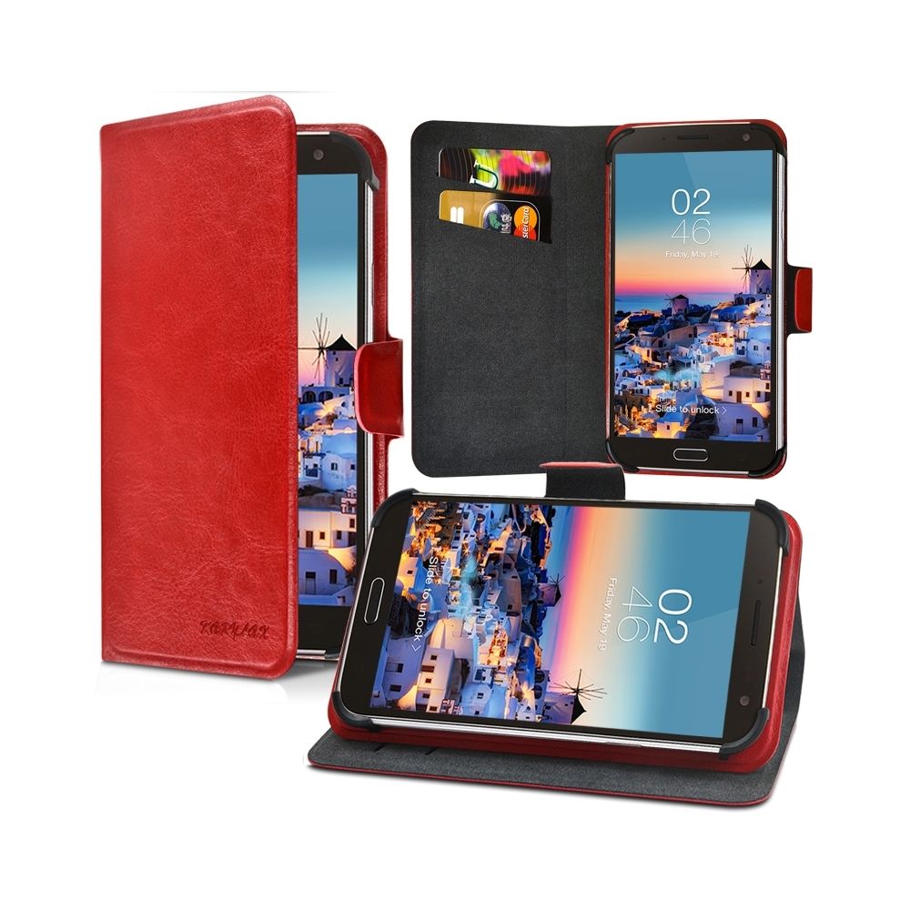 Karylax - Housse Etui Suppport Universel L Couleur Rouge pour Logicom E500 - Autres accessoires smartphone