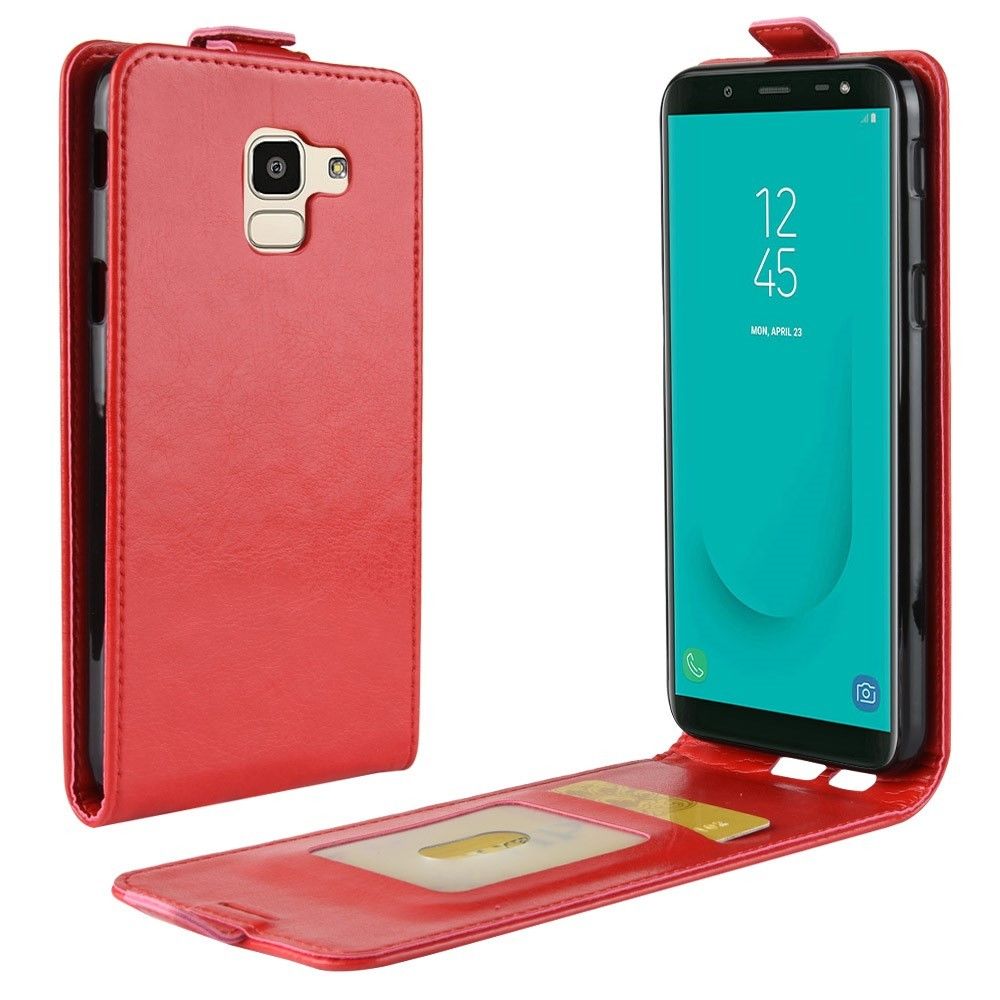 marque generique - Etui en PU flip vertical rouge pour votre Samsung Galaxy J6 (2018) - Autres accessoires smartphone