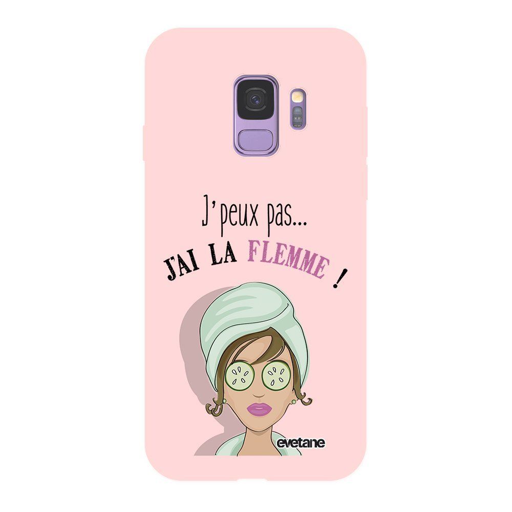 Evetane - Coque Samsung Galaxy S9 Silicone Liquide Douce rose J'ai La Flemme Ecriture Tendance et Design Evetane - Coque, étui smartphone