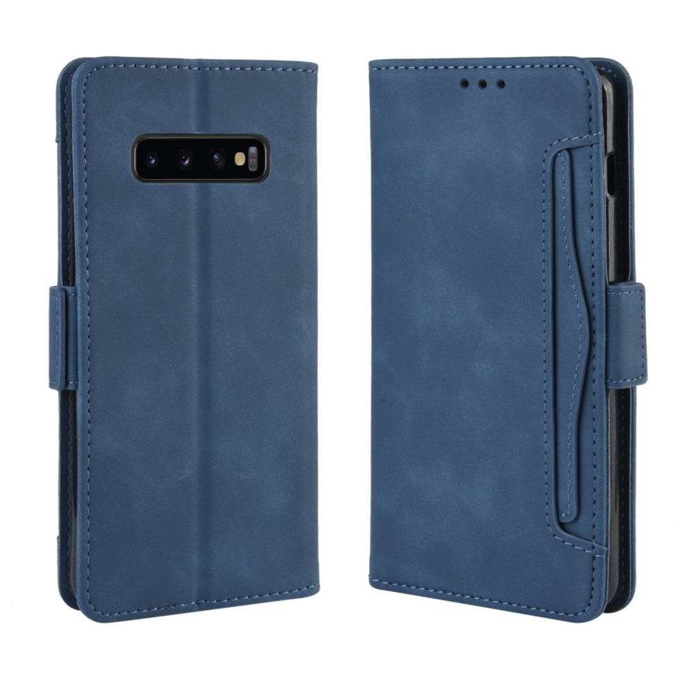 Wewoo - Housse Étui Coque Etui en cuir de modèle de portefeuille style skin feel pour Galaxy S10 +avec fente carte séparée bleu - Coque, étui smartphone