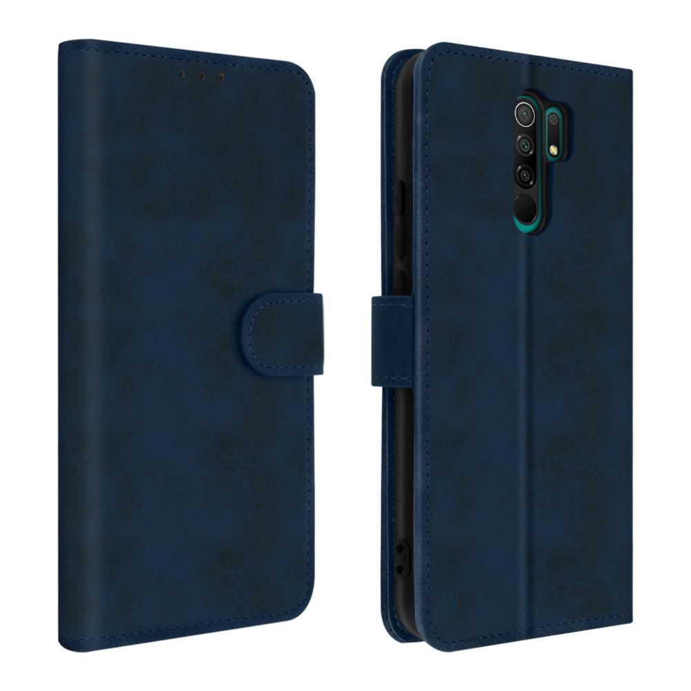 Avizar - Étui Xiaomi Redmi 9 Housse Portefeuille Porte-cartes Fonction Support Bleu nuit - Coque, étui smartphone