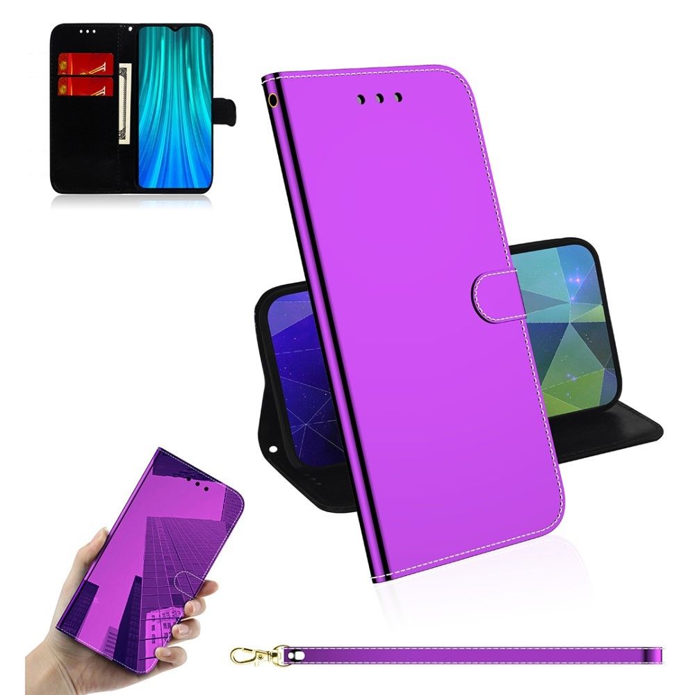 marque generique - Etui en PU + TPU retournement de surface semblable à un miroir avec support violet pour votre Xiaomi Redmi Note 8 Pro - Coque, étui smartphone