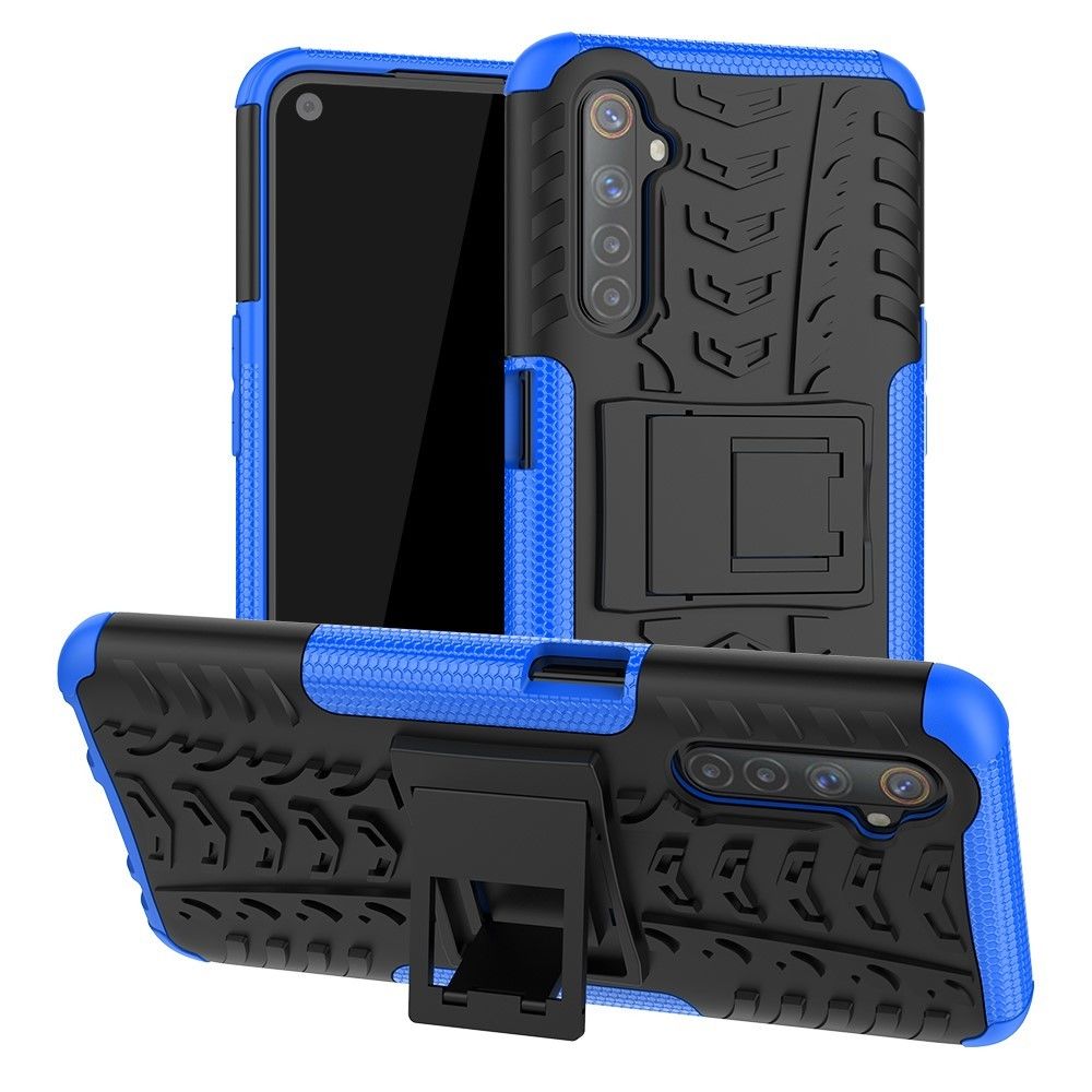 Generic - Coque en TPU combo de pneus cool avec béquille bleu pour votre Realme 6 - Coque, étui smartphone
