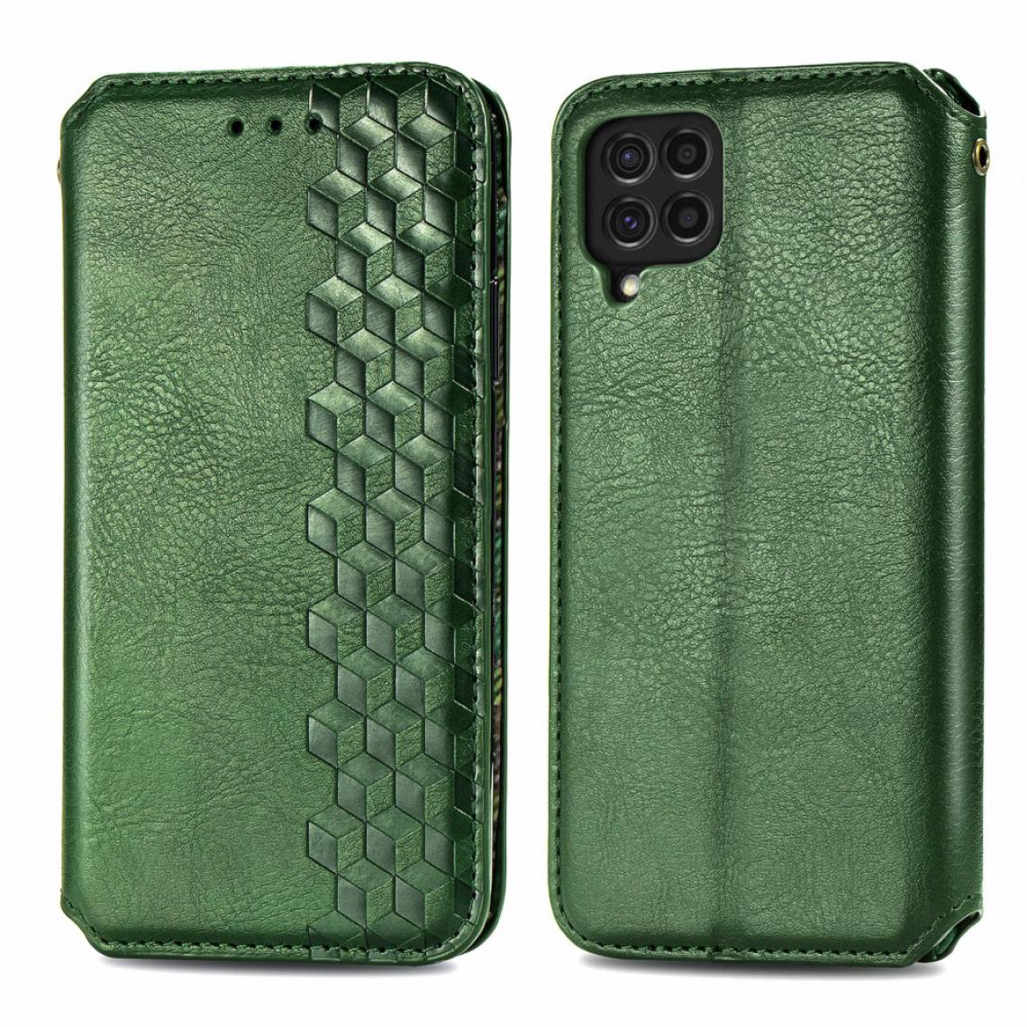 Other - Etui en PU Aimant auto-absorbé de conception d'impression de losange avec support vert pour votre Samsung Galaxy F62/M62 - Coque, étui smartphone