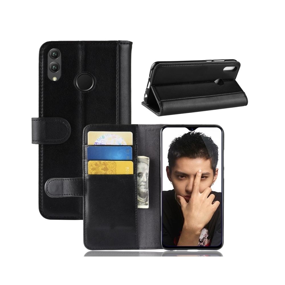 Wewoo - Etui en cuir véritable à rabat horizontal pour Huawei Honor 8X, avec emplacements pour cartes & porte-monnaie (noir) - Coque, étui smartphone