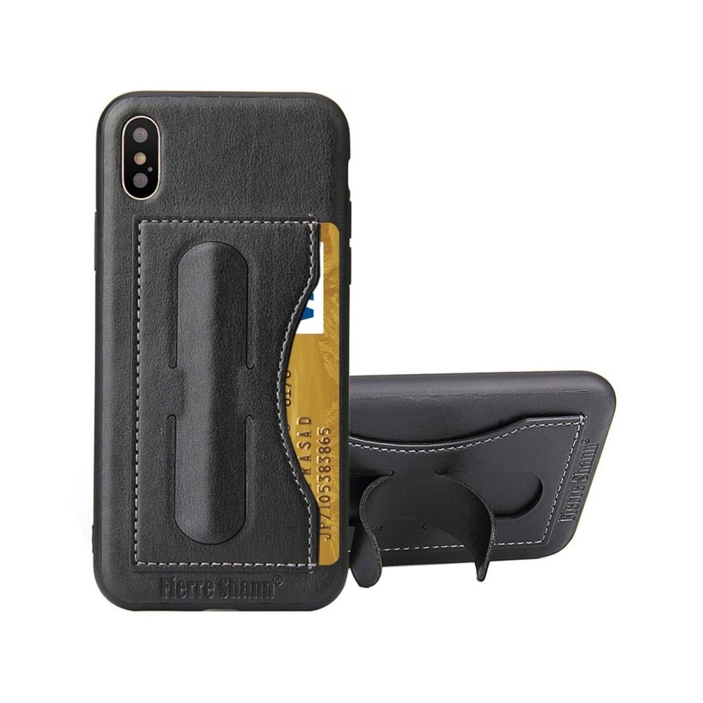 Wewoo - Coque noir pour iPhone X pleine couverture housse de protection en cuir avec titulaire et fente Fierre Shann carte - Coque, étui smartphone