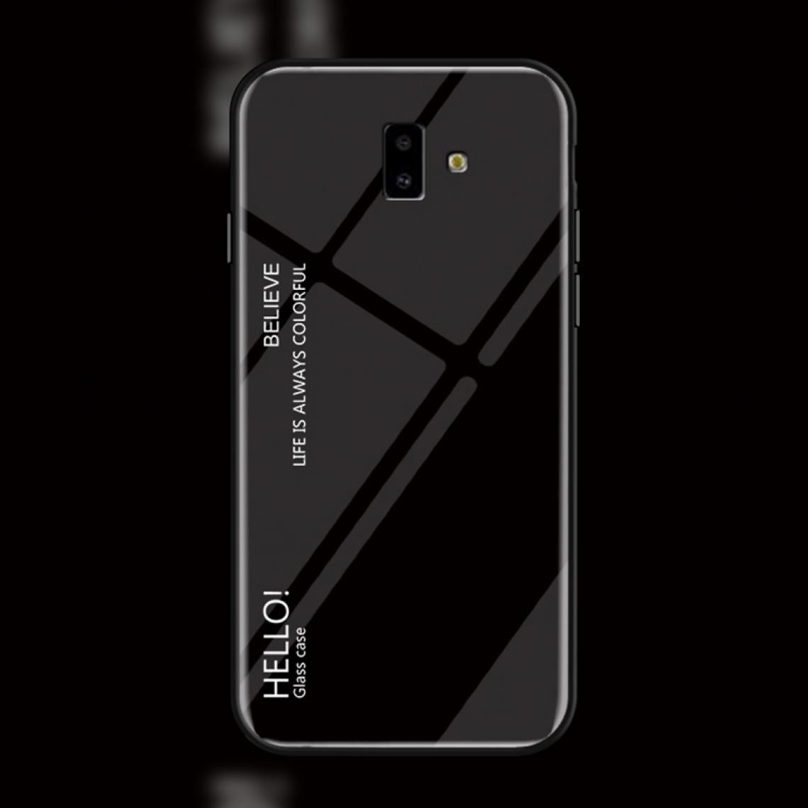 Wewoo - Coque Étui en verre de couleur dégradée pour Galaxy J6 + (noir) - Coque, étui smartphone