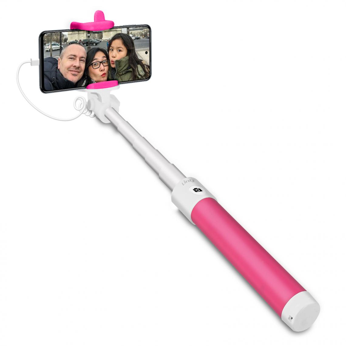 Linq - Perche selfie Filaire Connecteur USB-C Bouton déclencheur Extensible LinQ - Rose - Autres accessoires smartphone