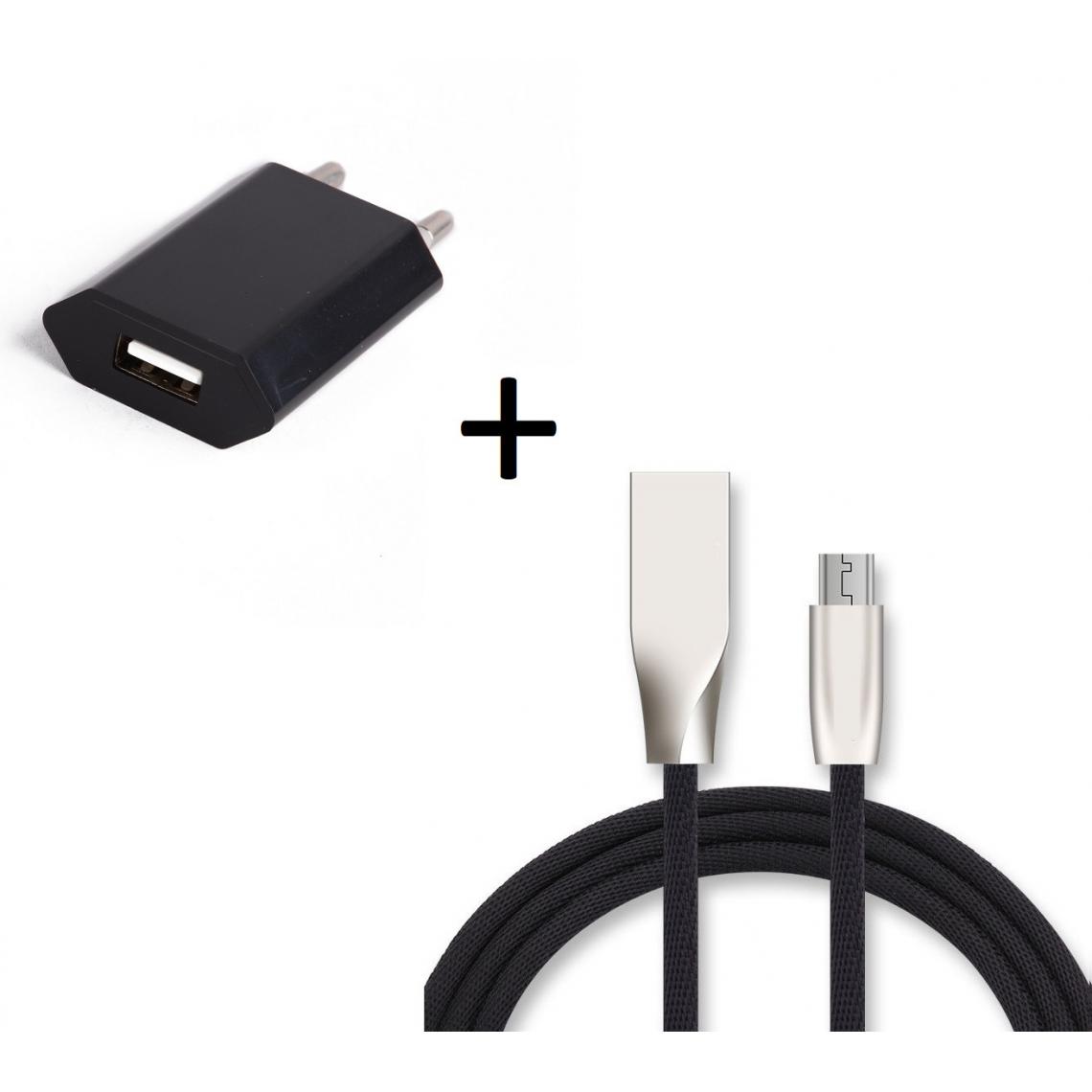 Shot - Pack Chargeur Micro USB pour ALCATEL 1 2019 (Cable Fast Charge + Prise Secteur Couleur USB) Android (NOIR) - Chargeur secteur téléphone