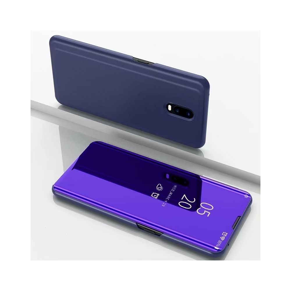 Wewoo - Coque Rigide Etui à rabat en cuir avec miroir de galvanoplastie pour One Plus 7 support Bleu violet - Coque, étui smartphone