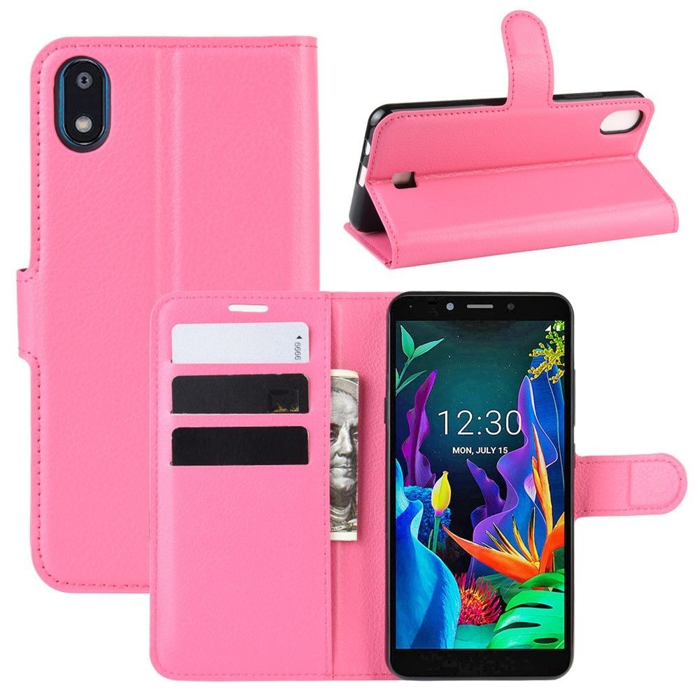 marque generique - Etui en PU élégant avec support rose pour votre LG K20 (2019) - Coque, étui smartphone