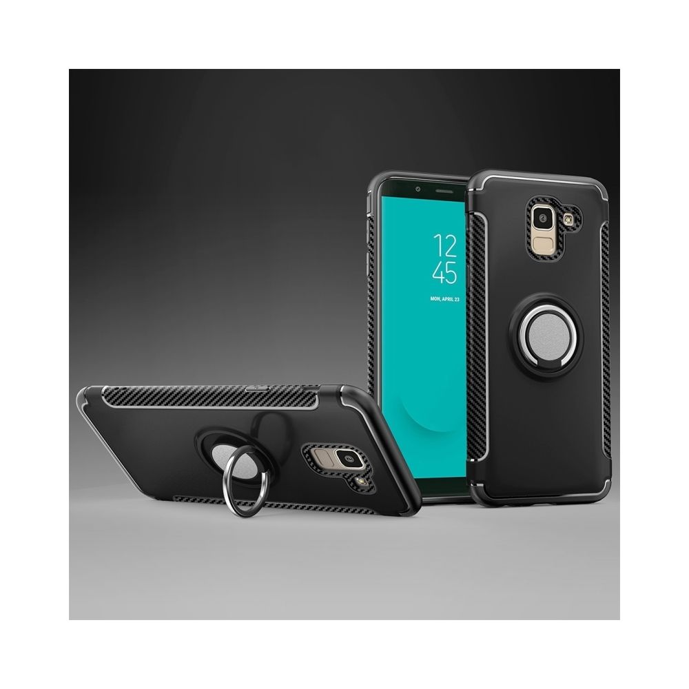 Wewoo - Coque Étui de protection magnétique à 360 degrés avec anneau de rotation pour Galaxy J6 2018 noir - Coque, étui smartphone
