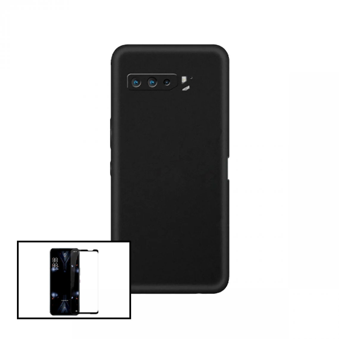Phonecare - Kit de film en verre trempé de Coque de 5D + Coque en Silicone Liquide pour Asus Rog Phone 5 - Coque, étui smartphone