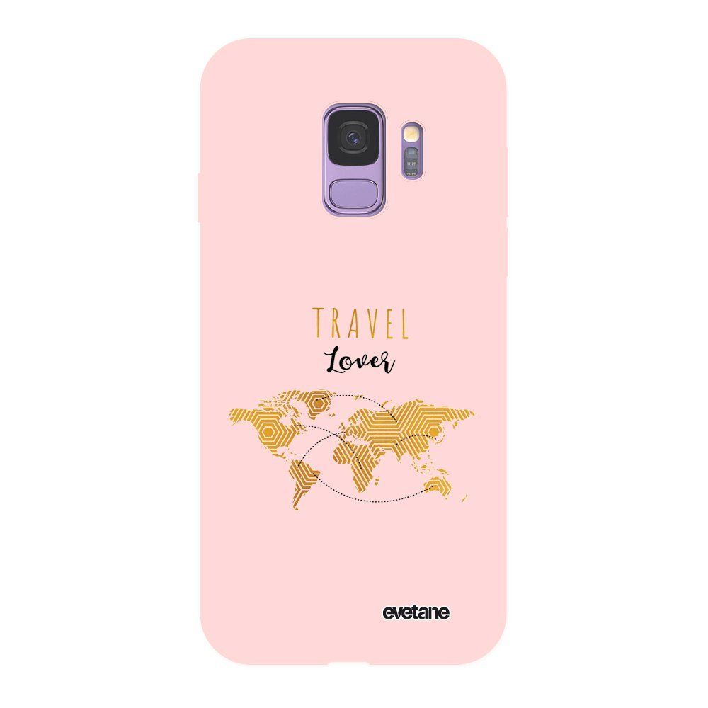 Evetane - Coque Samsung Galaxy S9 Silicone Liquide Douce rose Travel Lover Ecriture Tendance et Design Evetane - Coque, étui smartphone