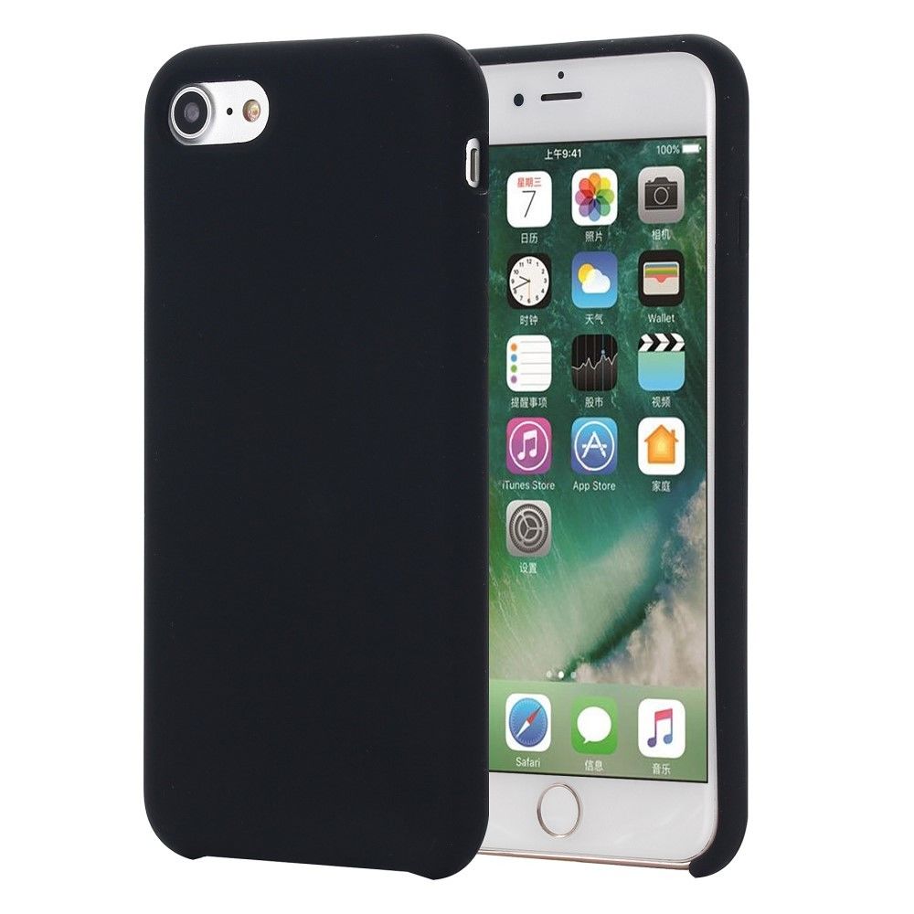 marque generique - Coque en silicone liquide enroulé sur les bords noir pour votre Apple iPhone 8/7 - Autres accessoires smartphone