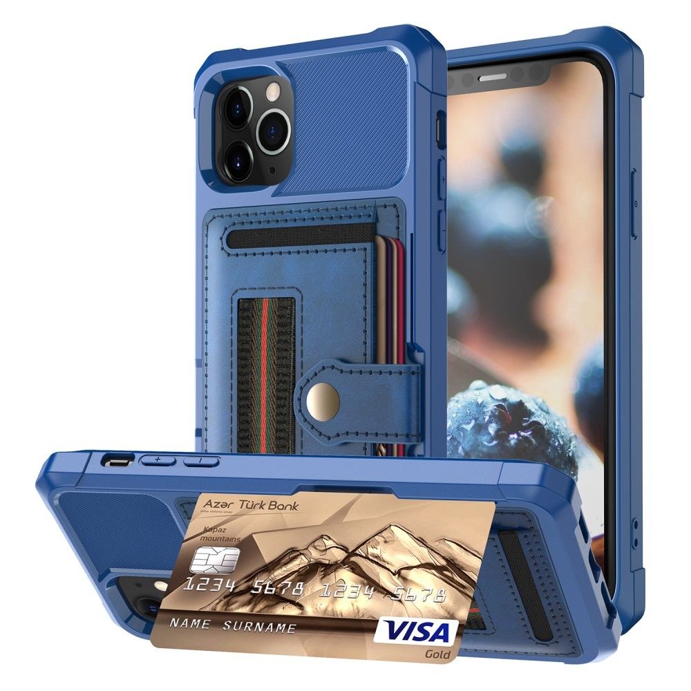 marque generique - Coque en TPU avec porte-carte et dragonne élastique bleu foncé pour votre Apple iPhone 11 Pro 5.8 pouces - Coque, étui smartphone