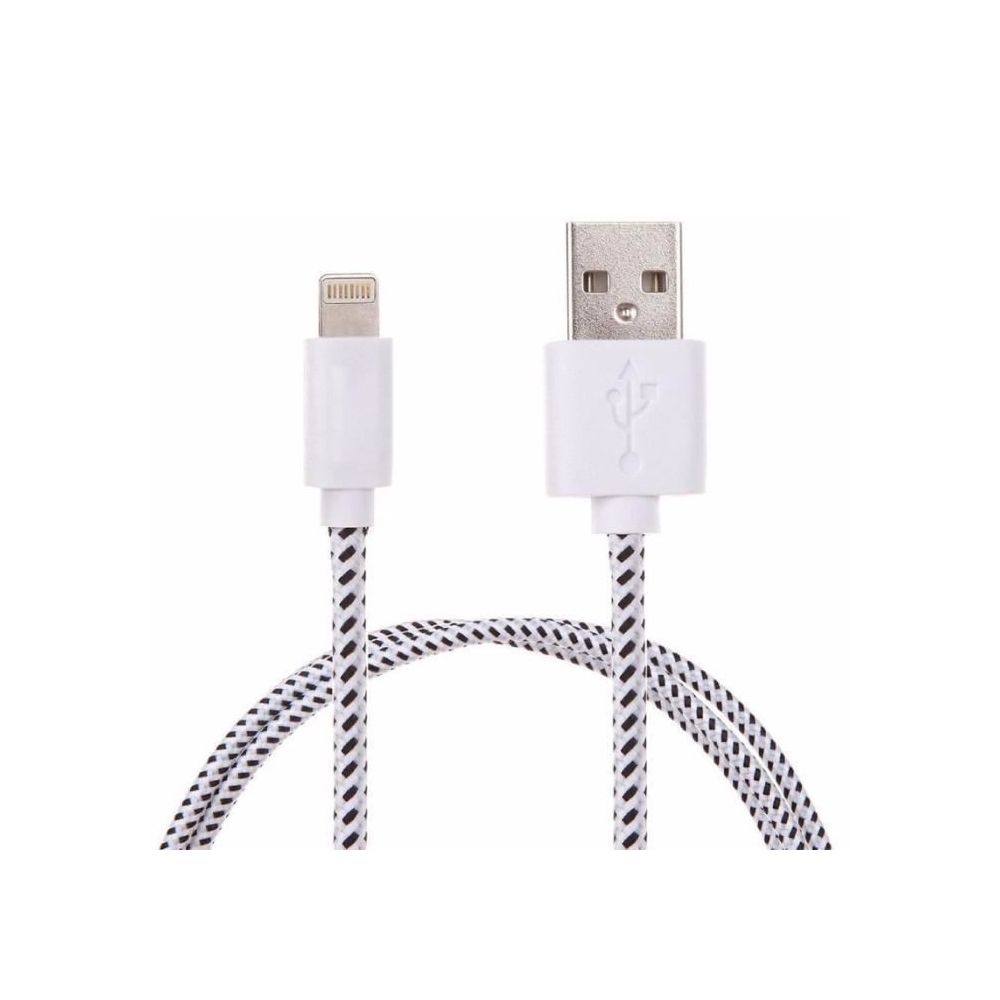 Shot - Cable Tresse pour IPOD Nano 1m Chargeur Connecteur Lighting USB APPLE Tissu Tisse Lacet Fil Nylon (BLANC) - Chargeur secteur téléphone
