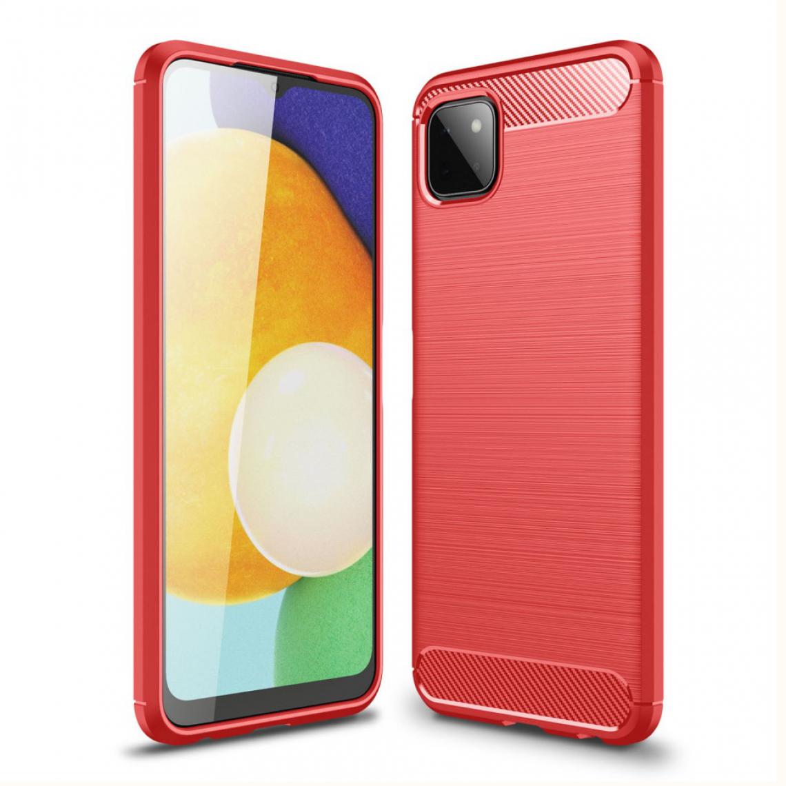 Other - Coque en TPU Texture flexible en fibre de carbone brossé rouge pour votre Samsung Galaxy A22 5G (EU Version) - Coque, étui smartphone