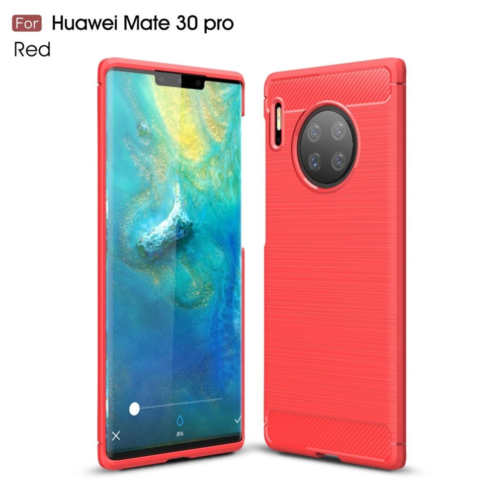 Wewoo - Coque Souple Pour Huawei Mate30 Pro Housse en TPU fibre de carbone rouge - Coque, étui smartphone