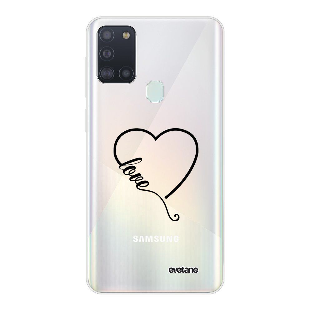 Evetane - Coque Samsung Galaxy A21S souple transparente Coeur love Motif Ecriture Tendance Evetane - Coque, étui smartphone