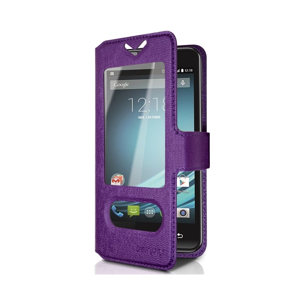 Karylax - Housse Coque Etui S-view Universel XL Couleur Violet pour Logicom L-Ement 550 - Autres accessoires smartphone