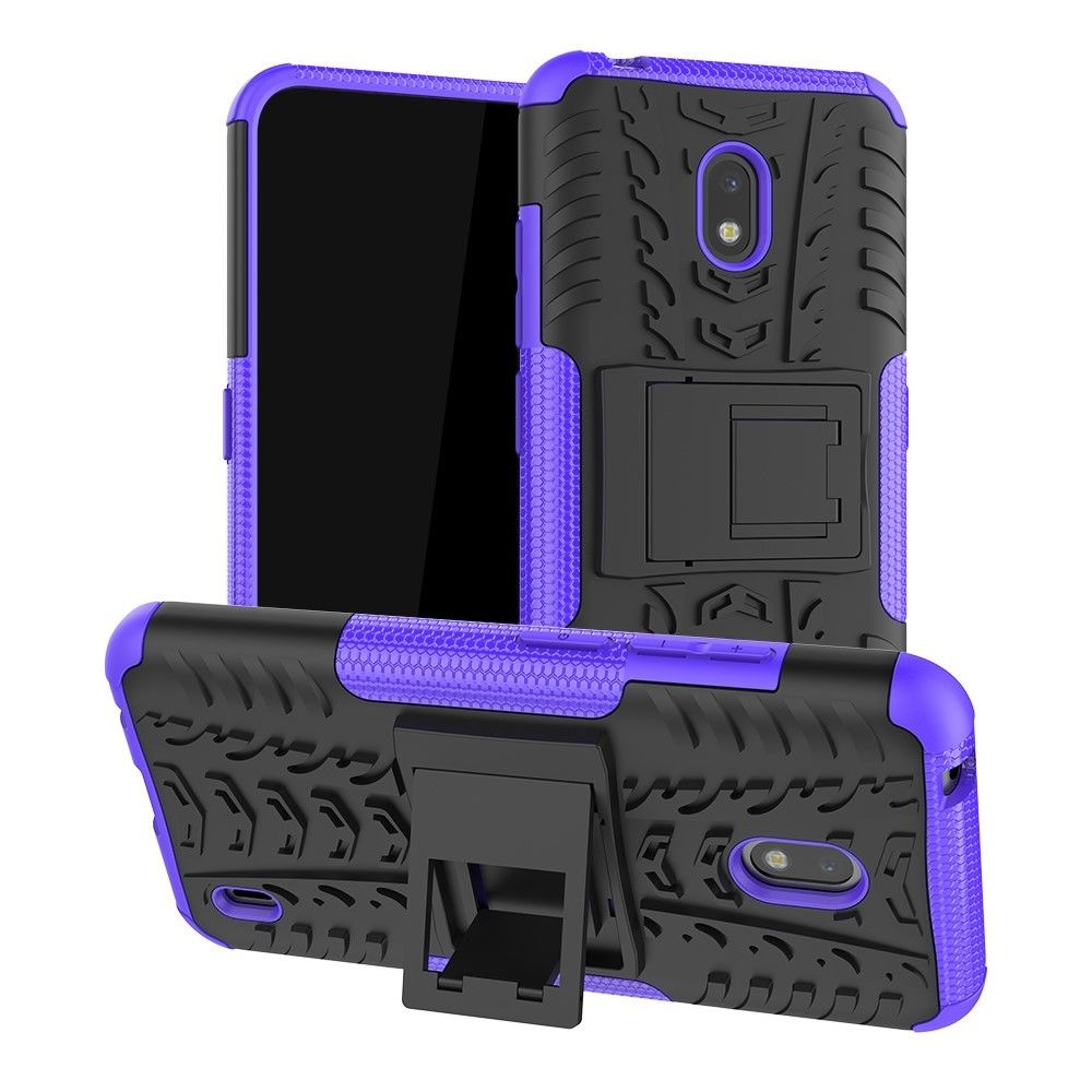 marque generique - Coque en TPU hybride cool anti-goutte avec béquille violet pour votre Nokia 2.2 - Coque, étui smartphone