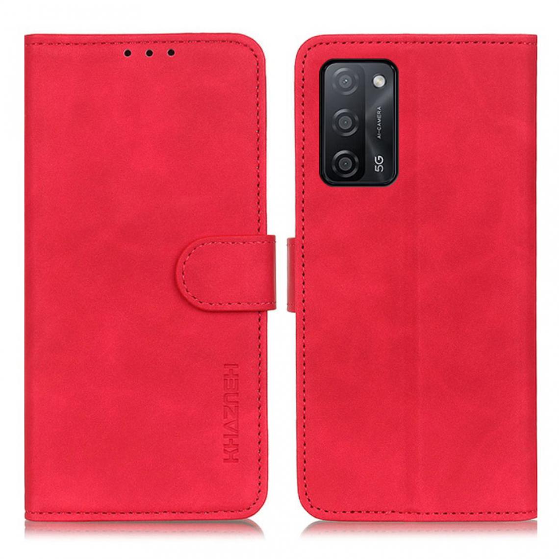 Other - Etui en PU Style de grain rétro avec support rouge pour votre Oppo A55 5G/A53s 5G - Coque, étui smartphone