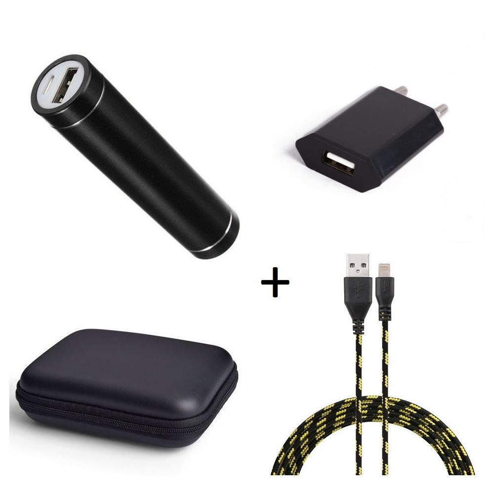 Shot - Pack pour IPHONE Xs Max (Cable Chargeur Lightning Tresse 3m + Pochette + Batterie + Prise Secteur) APPLE - Chargeur secteur téléphone