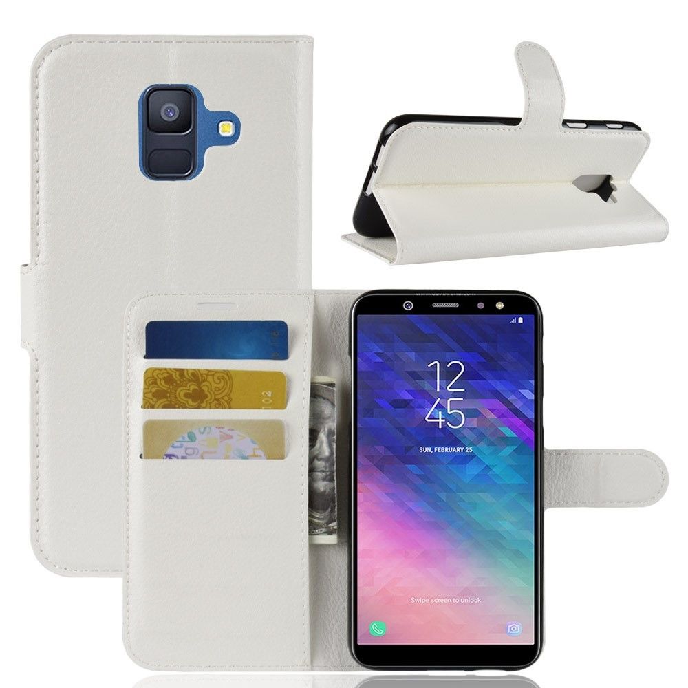 marque generique - Etui en PU de couleur blanc pour votre Samsung Galaxy A6 (2018) - Autres accessoires smartphone