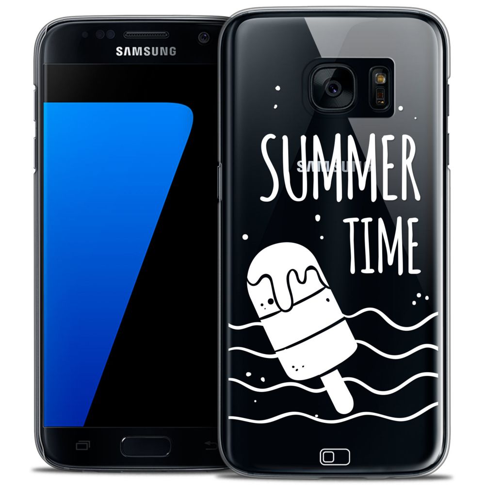 Caseink - Coque Housse Etui Samsung Galaxy S7 [Crystal HD Collection Summer Design Summer Time - Rigide - Ultra Fin - Imprimé en France] - Coque, étui smartphone
