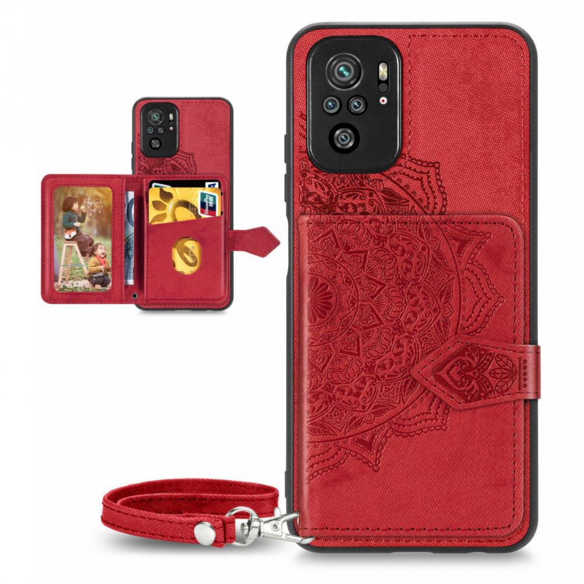 Other - Coque en TPU + PU avec conception de fente pour carte à fermoir magnétique rouge pour votre Xiaomi Redmi Note 10 4G/Note 10S - Coque, étui smartphone