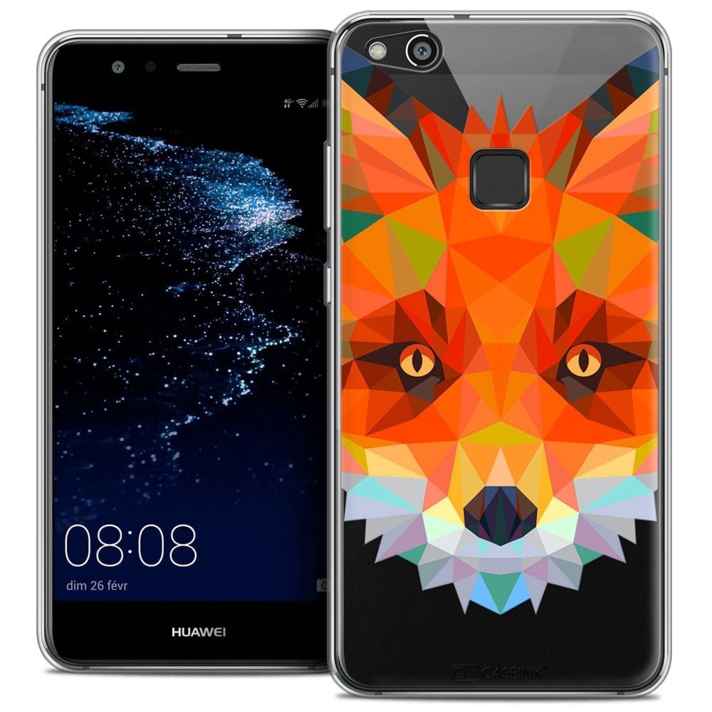 Caseink - Coque Housse Etui Huawei P10 LITE (5.2 ) [Crystal Gel HD Polygon Series Animal - Souple - Ultra Fin - Imprimé en France] Renard - Coque, étui smartphone