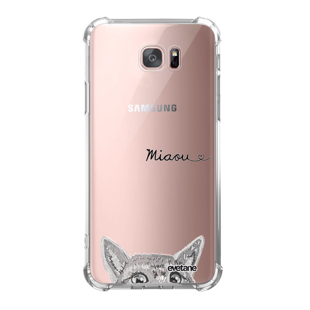 Evetane - Coque Samsung Galaxy S7 Edge anti-choc souple avec angles renforcés transparente Chat Miaou Evetane - Coque, étui smartphone