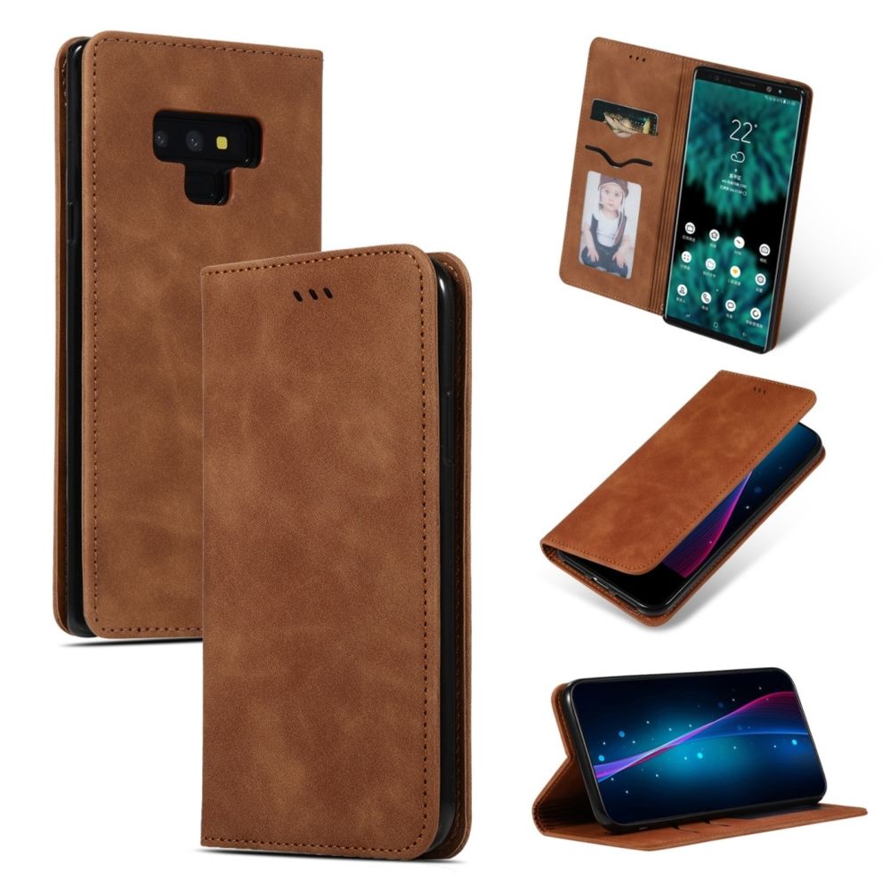 Wewoo - Housse Coque Etui en cuir avec rabat horizontal magnétique Business Skin Feel pour Galaxy Note 9 Marron - Coque, étui smartphone