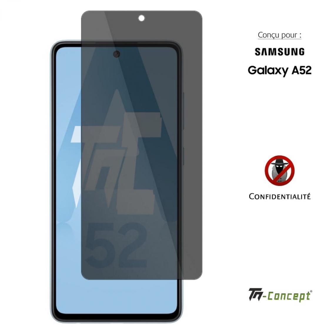 Tm Concept - Verre trempé teinté - Samsung Galaxy A52 4G - Anti-espion - TM Concept® - Protection écran smartphone