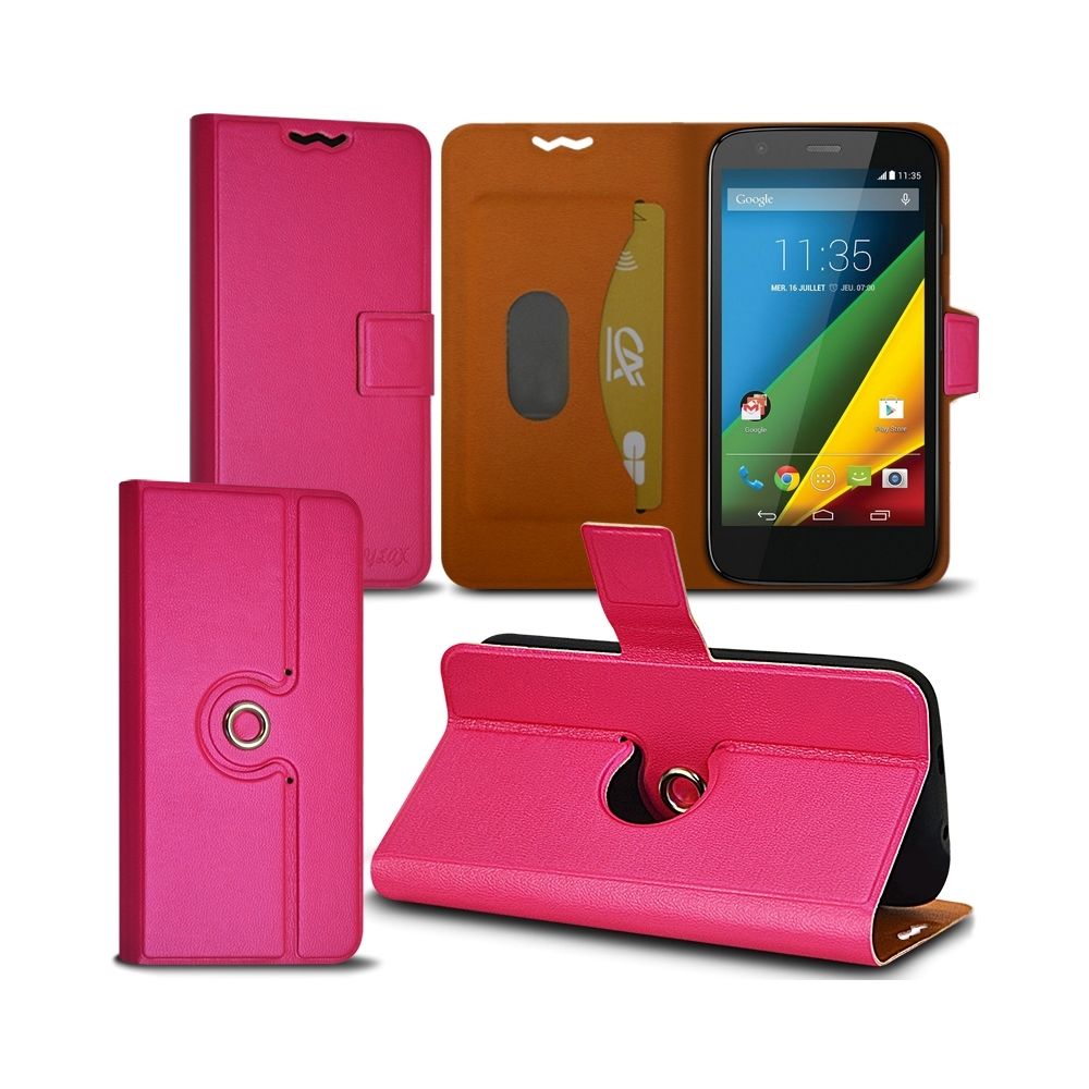 Karylax - Housse Coque Etui Fonction Support 360 degrés Universel S couleur Rose Fushia pour Motorola Moto G 4G - Autres accessoires smartphone