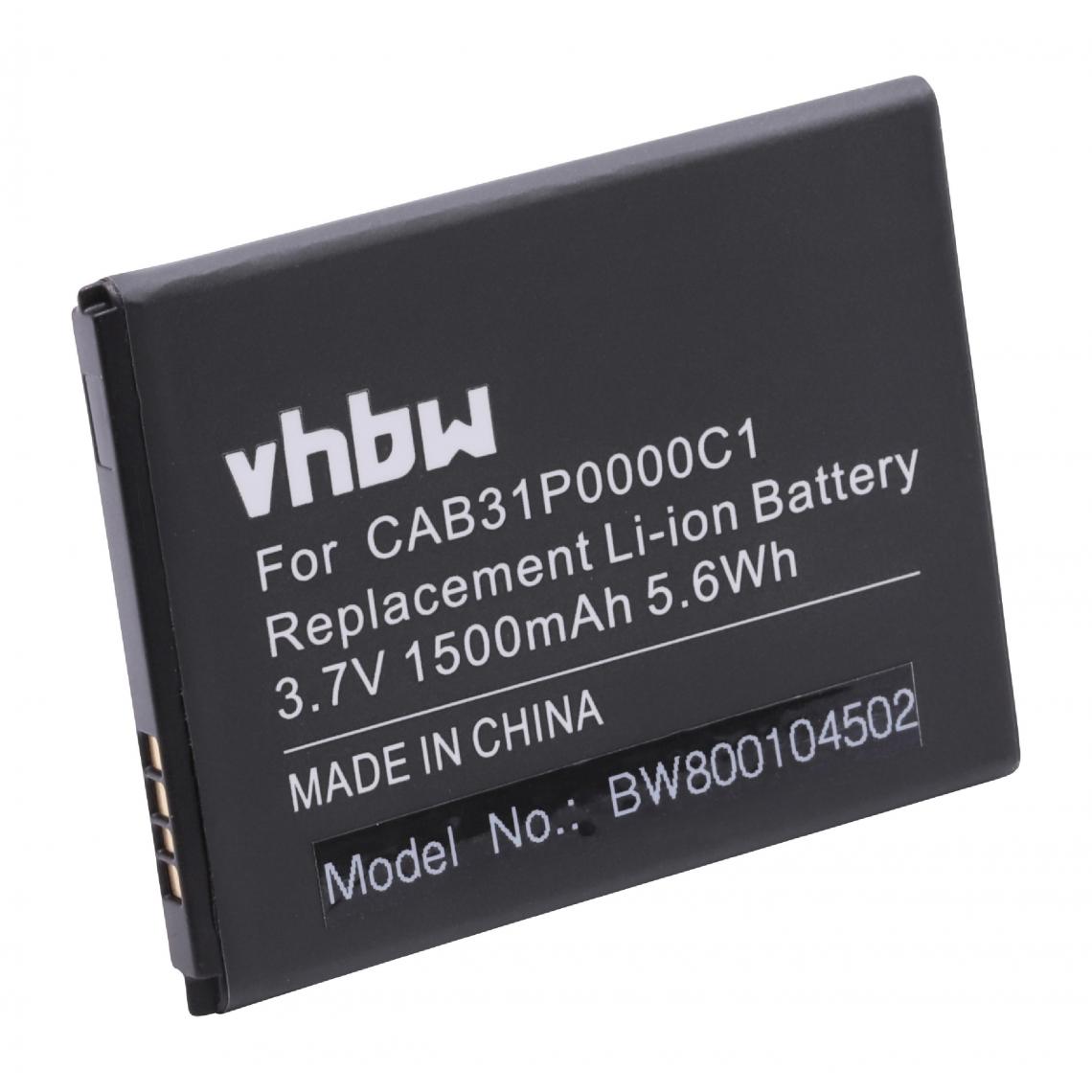 Vhbw - vhbw Li-Ion batterie 1500mAh (3.7V) pour portable Smartphone téléphone Alcatel One Touch Pixi OT-4007, Pop C1 OT-4015D comme BY71, CAB31P0000C1. - Batterie téléphone