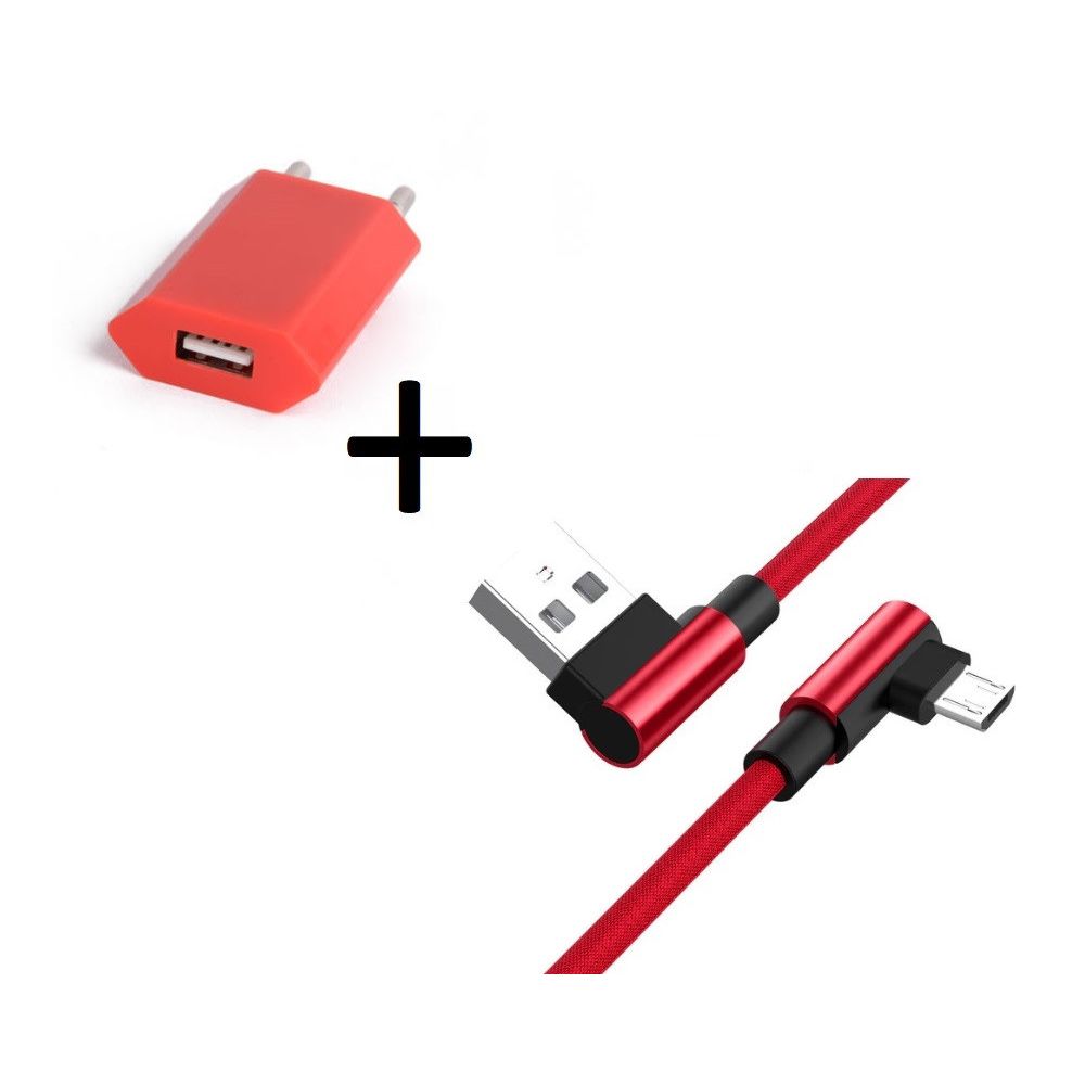 Shot - Pack pour WIKO U FEEL Smartphone Micro-USB (Cable 90 degres Fast Charge + Prise Secteur Couleur) - Chargeur secteur téléphone