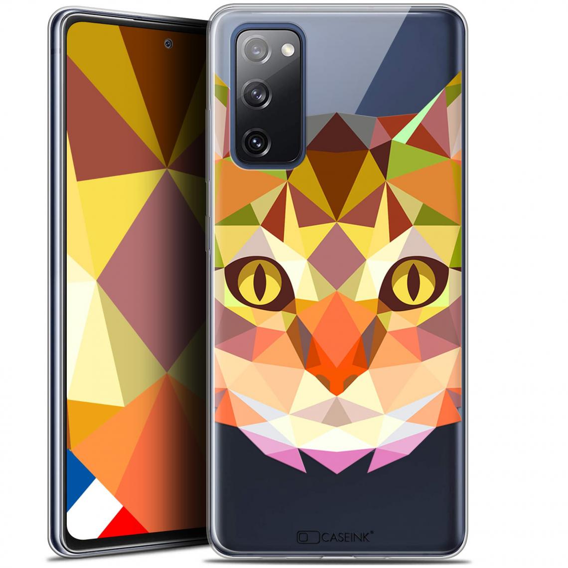 Caseink - Coque Pour Samsung Galaxy S20 FE (6.5 ) [Gel HD Polygon Series Animal - Souple - Ultra Fin - Imprimé en France] Chat - Coque, étui smartphone