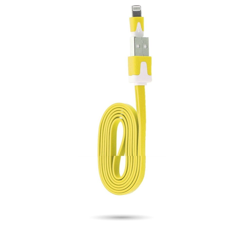 Shot - Cable pour IPHONE 7 Noodle Chargeur Lighting Usb APPLE 1m (JAUNE) - Chargeur secteur téléphone