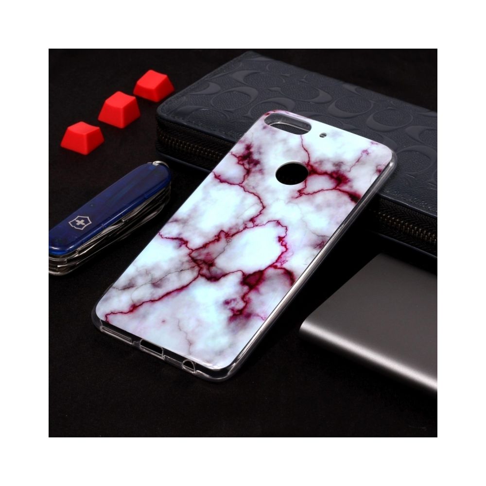 Wewoo - Coque en TPU Motif Marbre Pour HTC Desire 12 Plus Rouge - Coque, étui smartphone